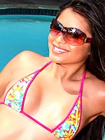 Michelle Maylene stripping a hot bikini outdoors