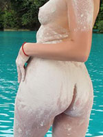 Blonde babe Victoria Diamond plays with a blue toy